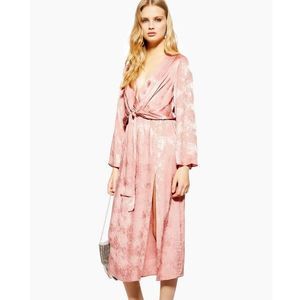Topshop Snake Jacquard Midi Dress Pink Blush 12